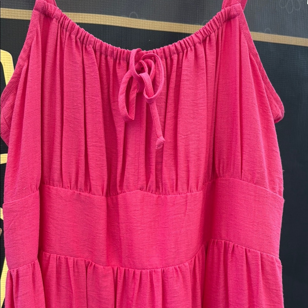INC International Concepts Vibrant Pink Spaghetti Strap Midi Dress